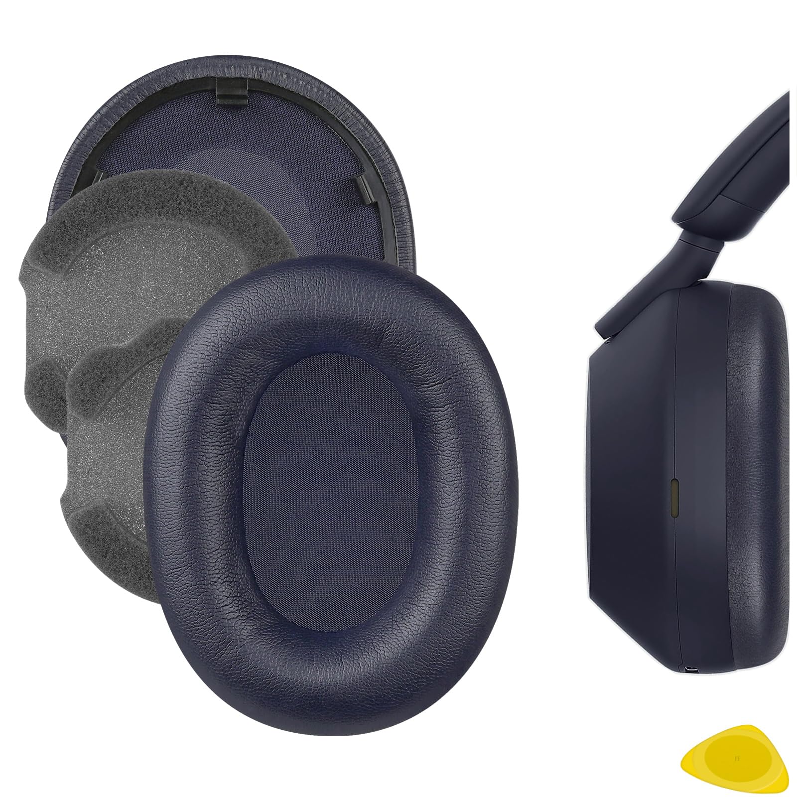Geekria Replacement Ear Pads for Sony WH-1000XM5 Wireless Headphones Ear Cushions, Repair Parts (Blue)