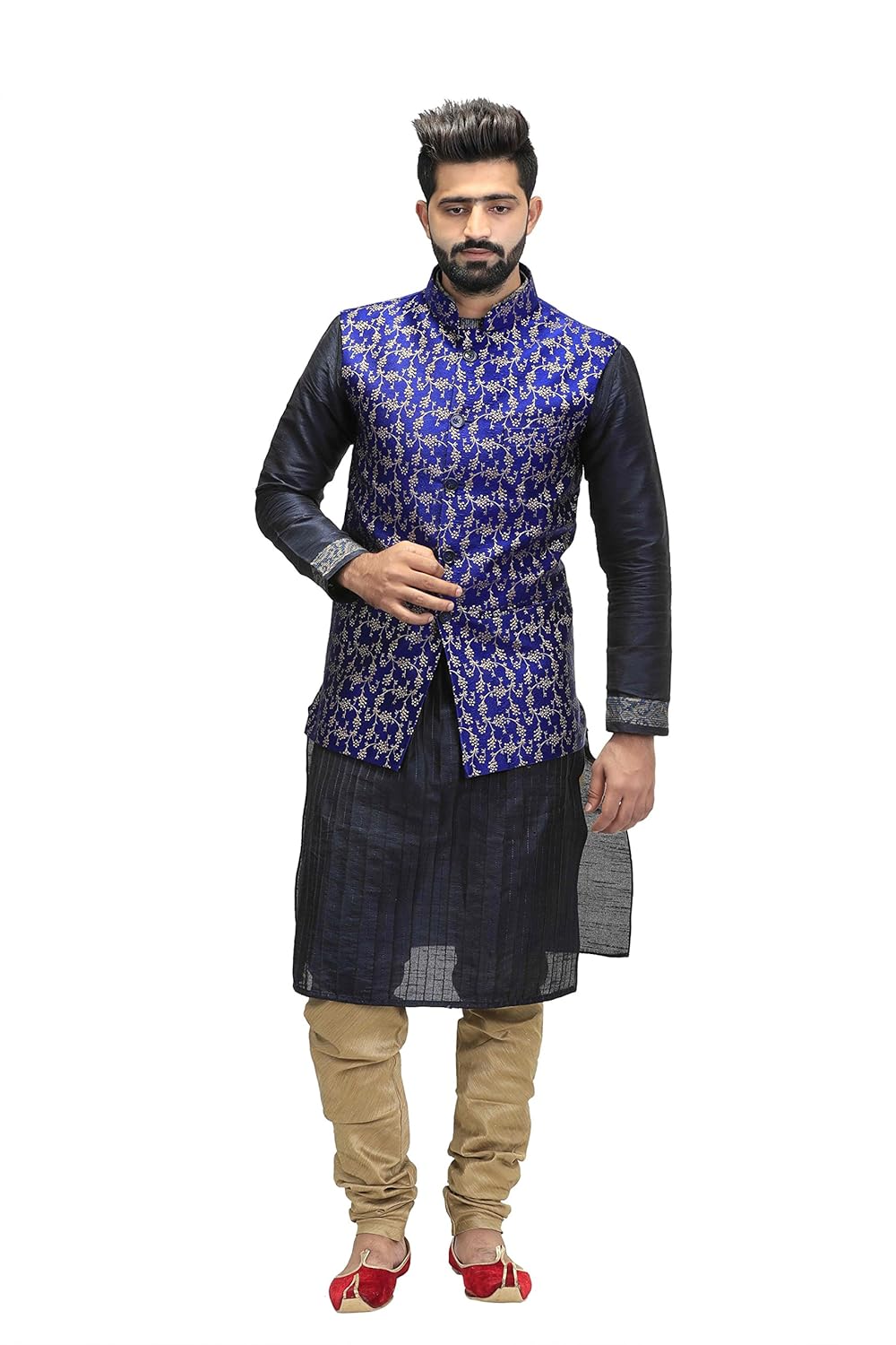 veera paridhaan men's banarasi printed nehru jacket