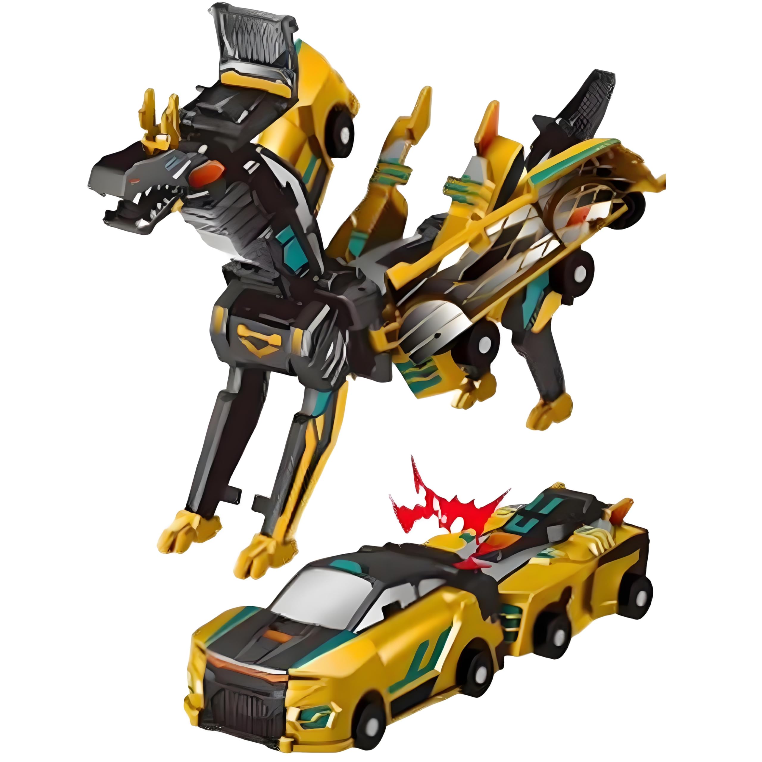 Photo 1 of Gkiozu Transforming Dinosaur Toys, 2 in 1 Magnetic Cars Collision Transform into Dino Toys, for Boys Girls Toy Age 2-12, Christmas Birthday Gift(Golden Dragon)