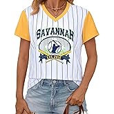 Baseball Jersey Women Baseball Player T Shirt Game Day Fan Graphic Tee Funny Stripe Jersey V Neck Short Sleeve Tops