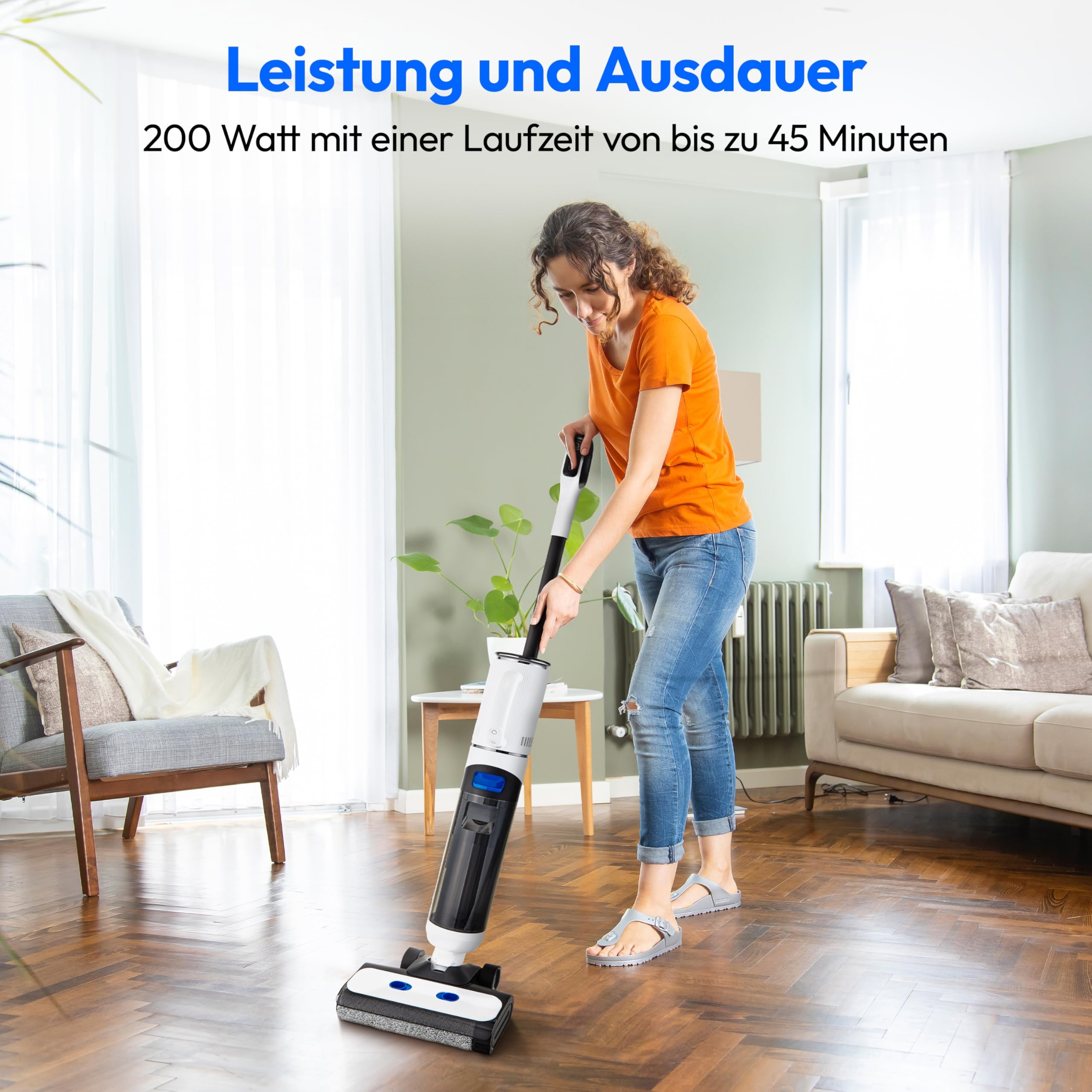MEDION Nass Trockensauger H30 (2in1 kabelloser Saugwischer und Akku Staubsauger, bis zu 45 Min Laufzeit, getrennter Frischwasser Schmutzwassertank, Wischsauger für Hartböden Teppich) 2
