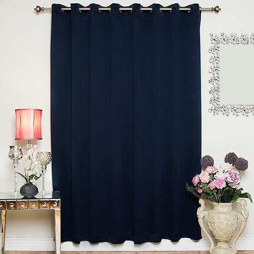 Amazon Com Blackout Curtain Navy Wide Width Antique Brass Grommet