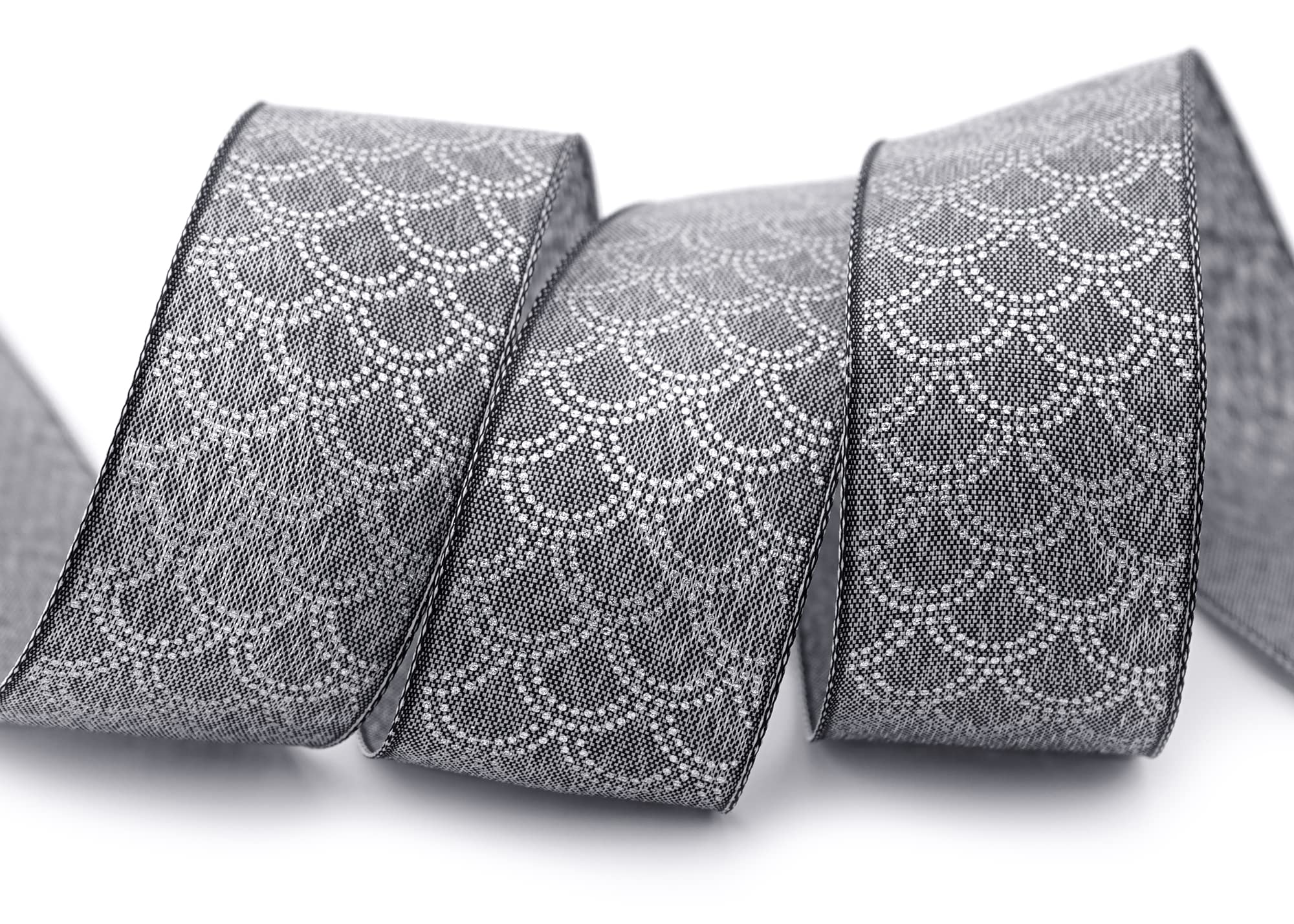 20 m x 40 mm Decorative Ribbon David Grey Silver Ribbon Anthracite Fabric Ribbon with Dimensionally Stable Edges Lurex Shiny Ribbon Gift Ribbon Christmas Birthday Decorating Cotton Look Single Sided