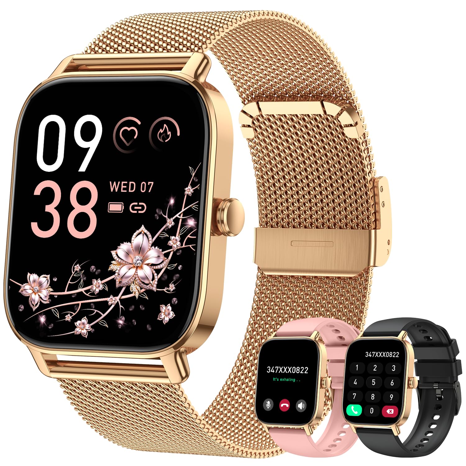 Photo 1 of Smart Watch for Women Android/iPhone: Fitness Tracker Smart Watches Rose Gold IP68 Waterproof Bluetooth Calls Answer&Make 1.85" Smartwatch Activity Pedometer Heart Rate SpO2 Monitor 120+ Sports Model