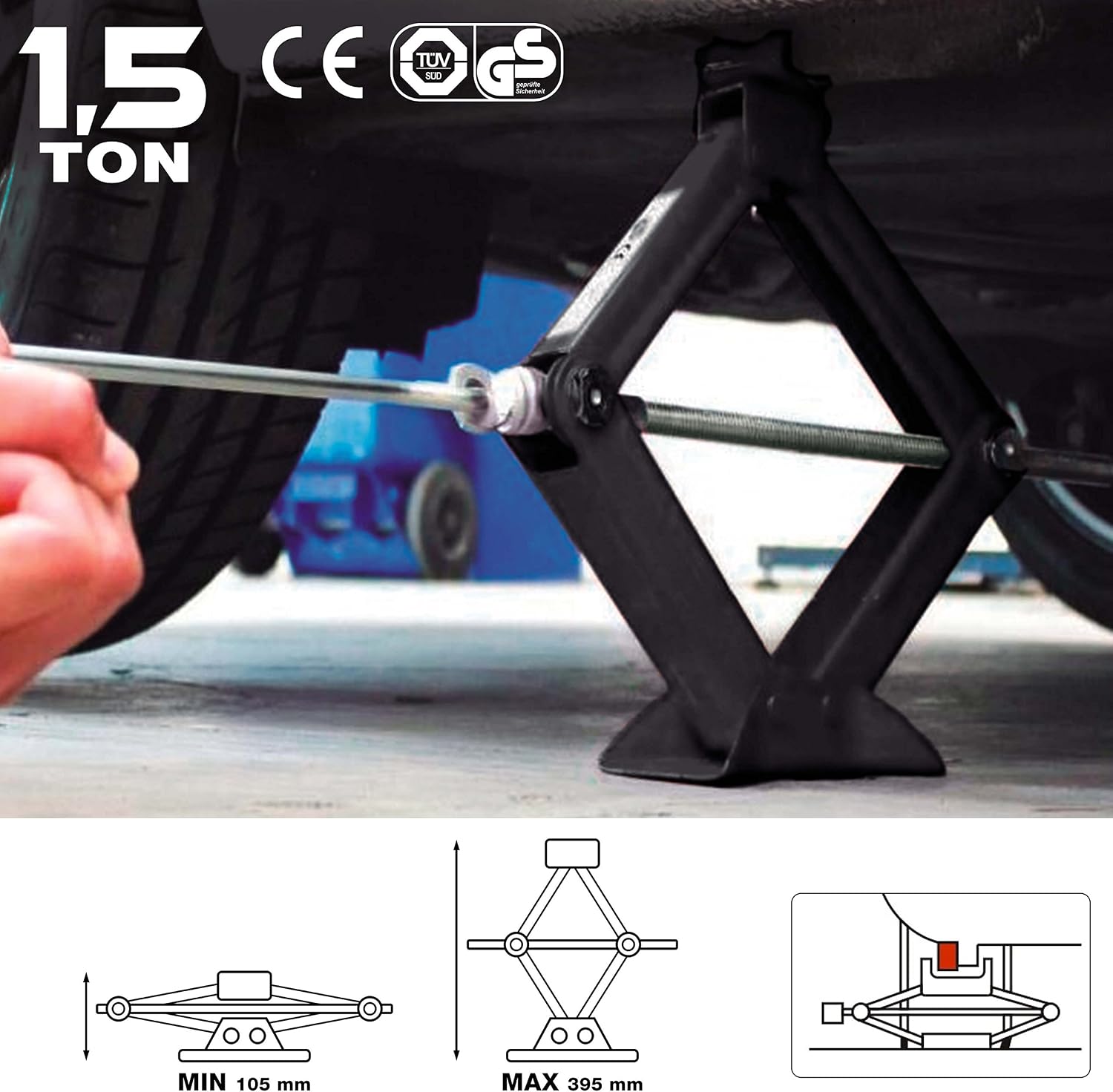 SUMEX Car Scissor Jack 1.5 t, Red - Image 4