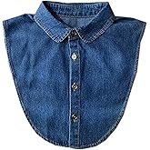Denim Fake Collar Detachable Dickey Collar Half Shirts Blouse False Collar Top for Women Girls Medium