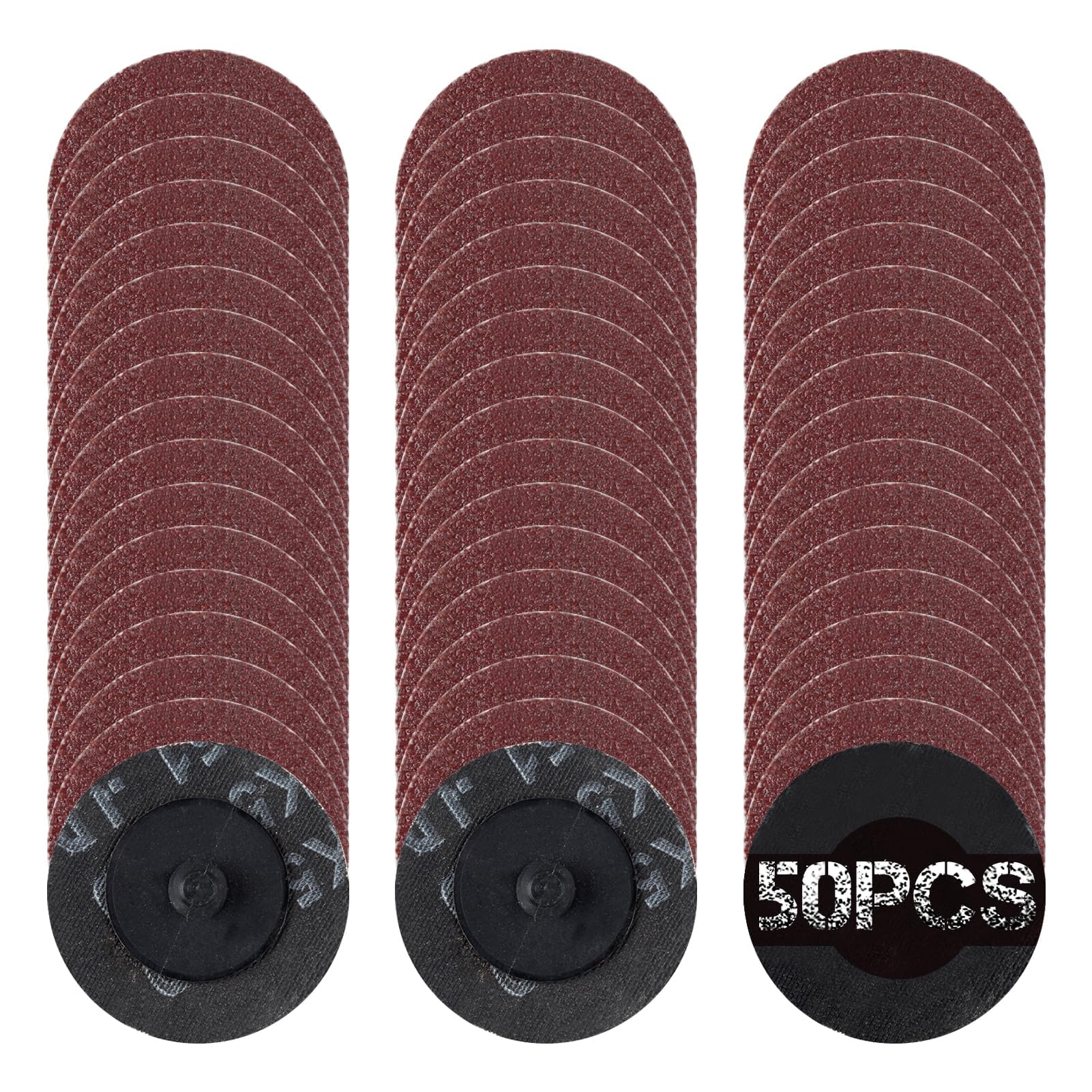 SPEEDWOX 50Pcs 2" 60 Grit Roll Lock Quick Change Discs Aluminum Oxide Coated Die Grinder Accessories Aluminum Oxide Sandpaper Disc Roll Lock Sanding Discs Quick-Change Sanding Discs
