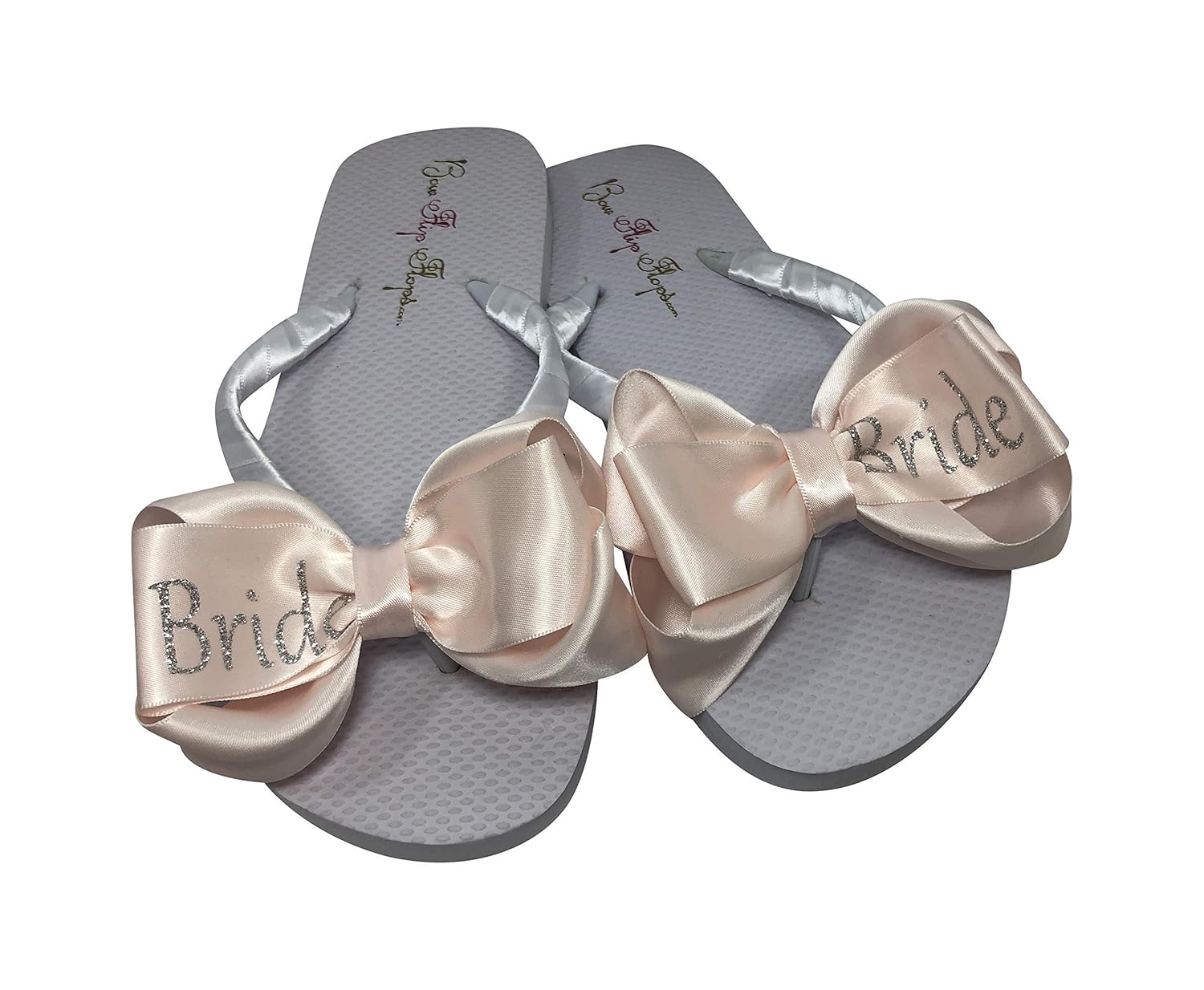 silver bow flip flops
