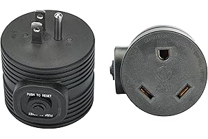 Veepeak 30 Amp to 15 Amp 110v RV Adapter, NEMA 5-15P Male Plug to TT-30R Female Receptacle Electrical Power Converter with Circuit Breaker, Black, ETL Listed