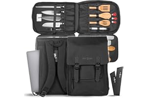 Chef Knife Bag Vintage Backpack | 30+ Pockets for Knives & Kitchen Utensils Tools | Perfect for Chefs & Culinary Students (Ni