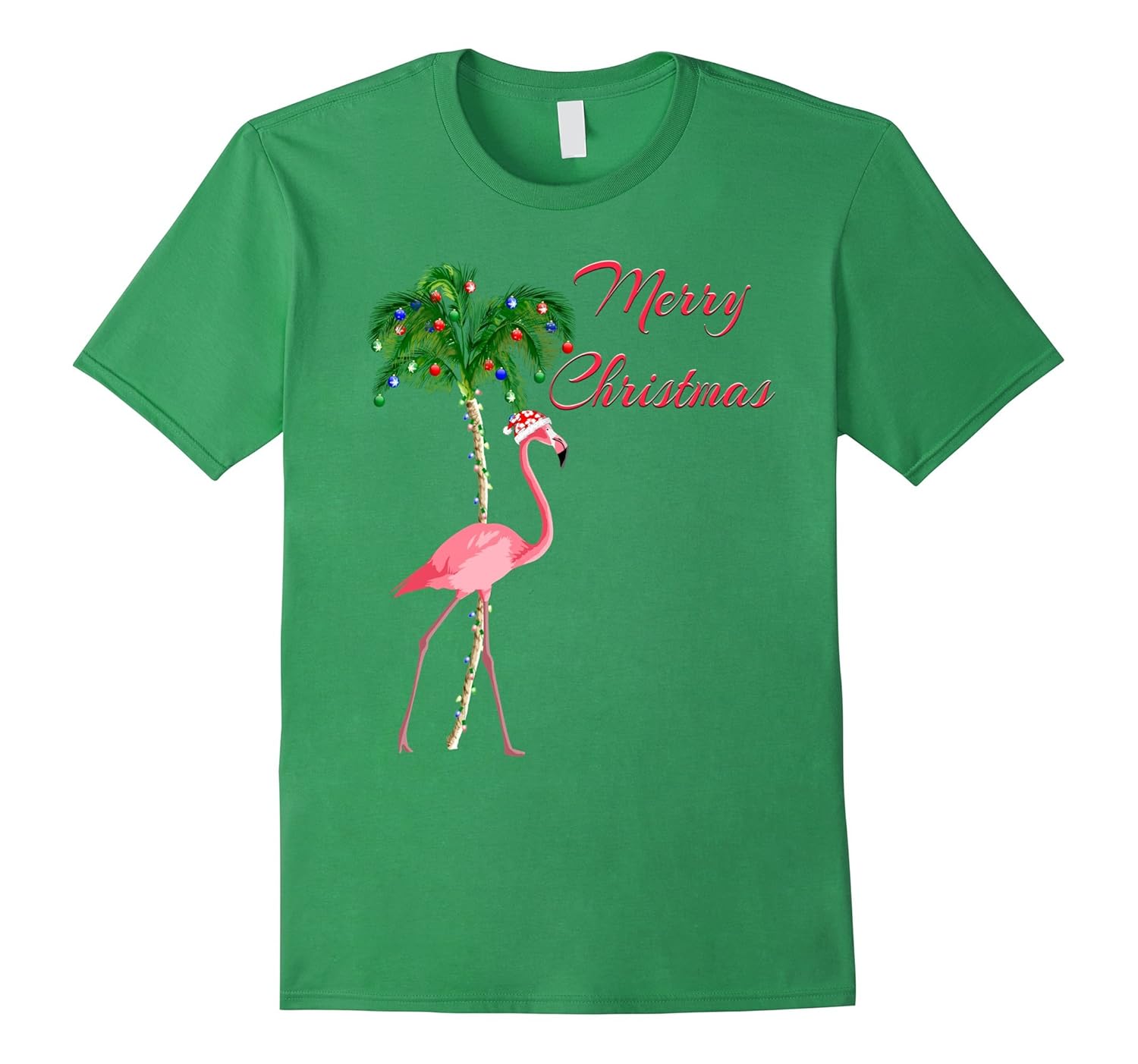 Flamingo In Santa Hat Merry Christmas T-Shirt-ANZ