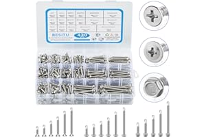 Besitu 430Pcs Self Tapping Screws for Metal, 410 Stainless Steel #8#10 Sheet Metal Screws Assortment, Truss Head & Hex Head & Pan Head Self Drilling Screws, Length 1/2" to 2"