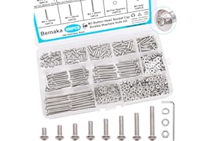 Bemaka 580PCS M3 Screw Kit, M3 x 6/8/10/12/16/20/25/30mm Button Head Socket Cap Screws Bolts Nuts Washers Assortment Kit, 304 Stainless Steel M3 Bolts with Hex Wrench