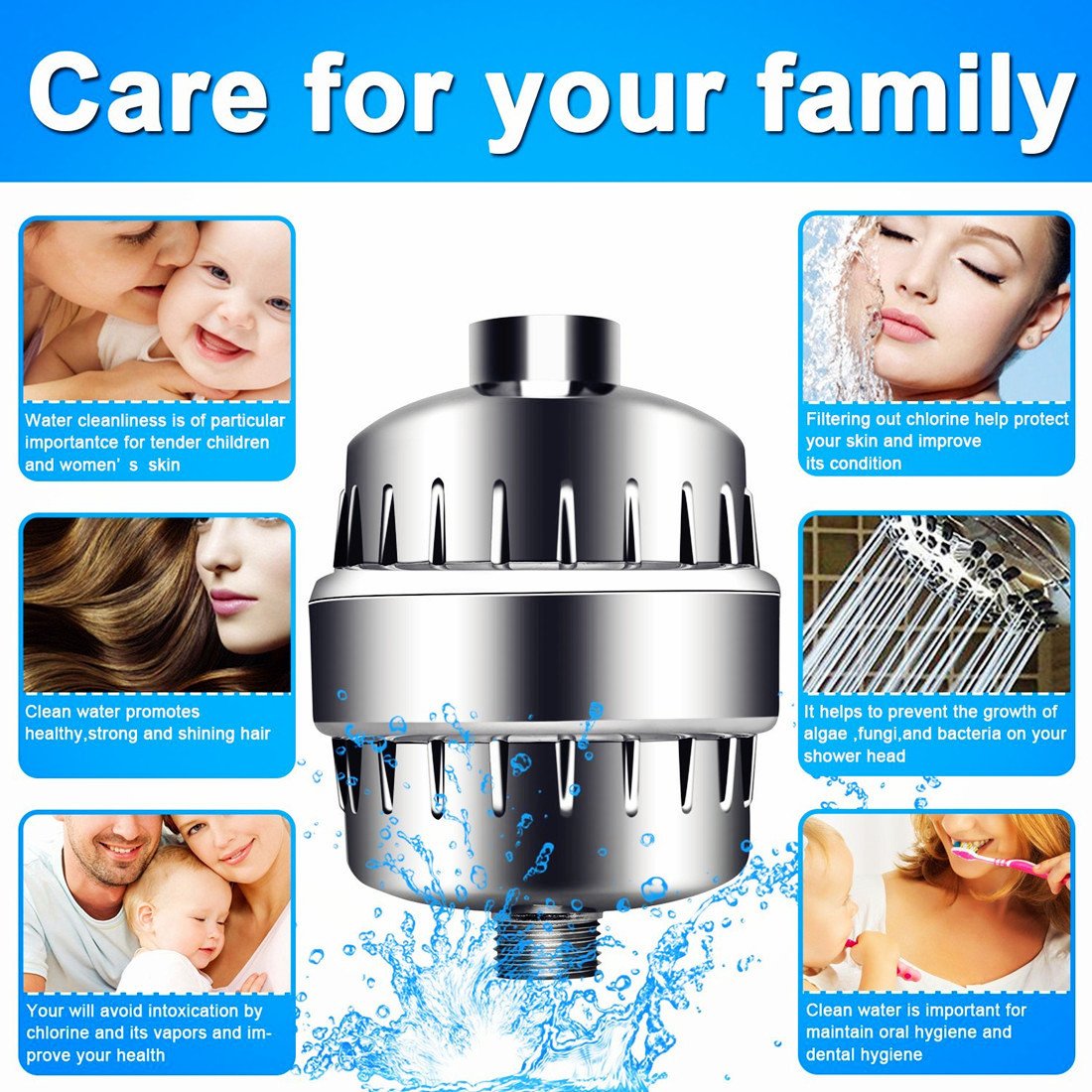 Sobotoo Shower Filter,10-Stage Shower Water Filter with 2 Cartridges-For Any Shower Head and Handheld Shower -Removes Chlorine,Impurities&Unpleasant Odors from Water- Boosts Skin and Hair Health