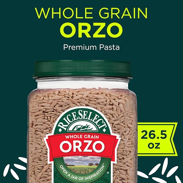 RICESELECT WHOLE GRAIN ORZO RICE-SHAPED PASTA, NON-GMO, KOSHER, 26.5OZ JAR (PACK OF 1)