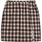 MakeMeChic Women's Plaid Mini Skirt High Waisted Split Bodycon Pencil Skirts