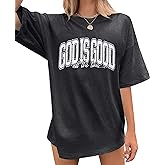 God is Good Shirt Christian Shirts for Women Oversized Jesus Religious Gift Tops Bible Verse Inspirational Tee