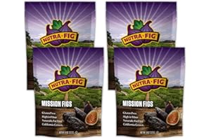 Nutra Fig Dried Black Mission Figs - Dried Black Figs, High Fiber Snacks, Unsweetened Dried Figs, Gluten-Free Snacks, Non-GMO, Kosher, Whole Dried Figs, Grown in California - 8 Oz Bags (Pack of 4)