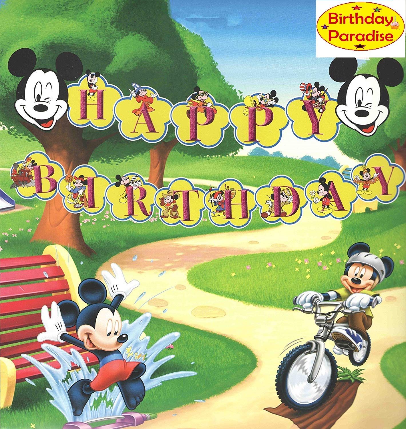Birthday Paradise Mickey Mouse Happy Birthday Banner Mickey
