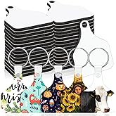 30 Pcs Cow Ear Tag Sublimation Blank Keychains MDF Board Heat Transfer Keychains Double Sided Sublimation Key Chains with Key Ring DIY Valentines Day Ornaments for Graduation Day Present Craft Making