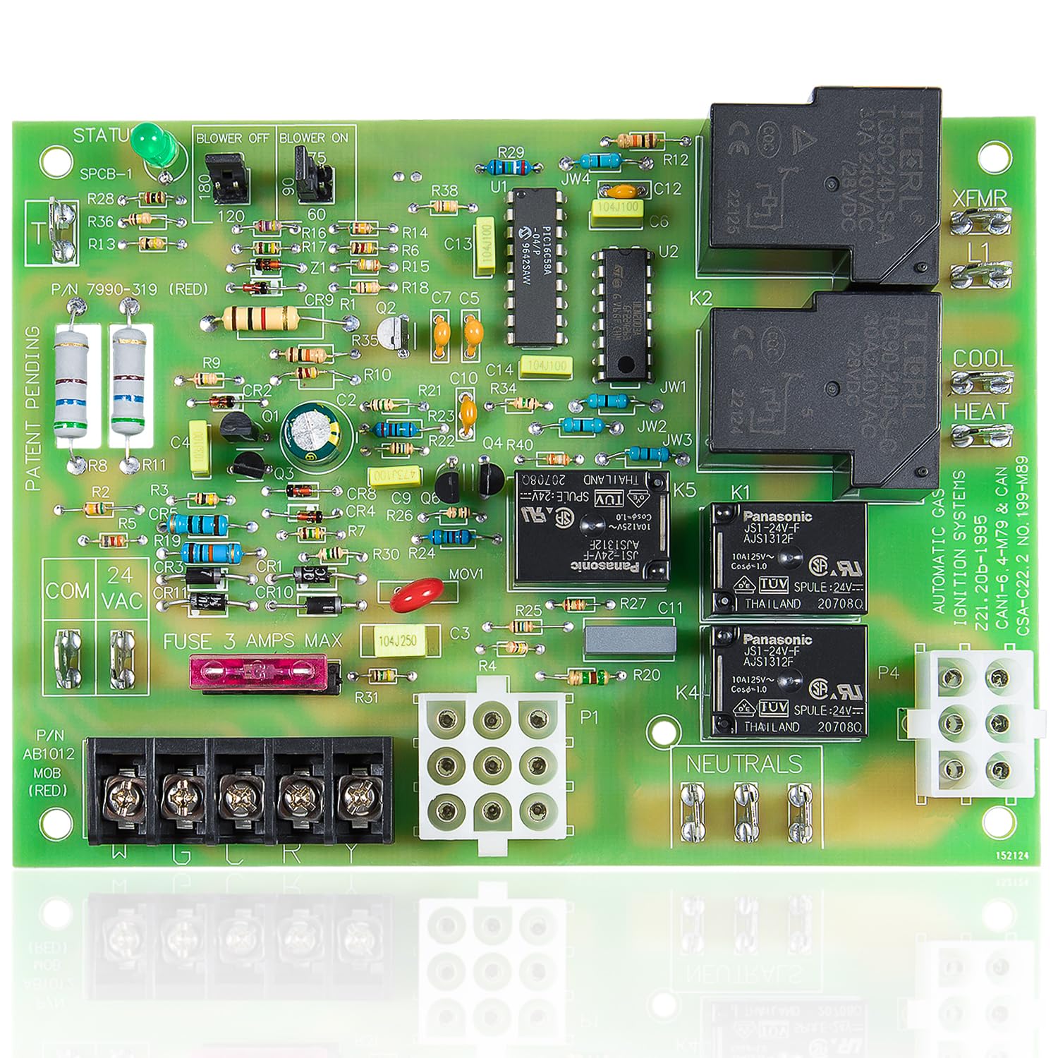 Photo 1 of S1-7990-319P Furnace Control Circuit Board OEM Replacement for Coleman Evcon York Luxaire 7990-319P ICM2801 031-01910-000 031-01932-002 Upgraded