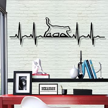 Amazon De Dekadron Metall Wandkunst Ekg Katze 3d Wandsilhouette