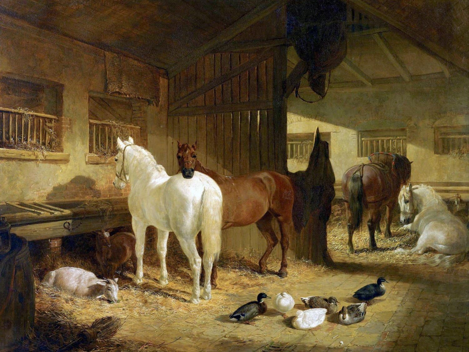 Amazon Com Four Horses In A Barn By John Frederick Herring Accent
