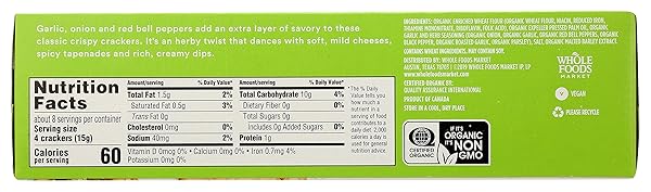 365 BY WHOLE FOODS MARKET, ORGANIC GARLIC AND HERB WATER CRACKERS, 4.4 OUNCE