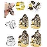 FIVEIZERO Thimble Kit&ndash; 7 PCS Sewing Thimbles for Hand Sewing, Metal Finger Protectors, Thimble Ring for Quilting and Embroidery