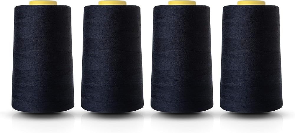 Realm Overlocking Sewing Thread Polyester 5000yd Cone Navy White Black 4pk