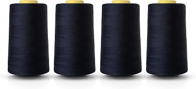 Realm Overlocking Sewing Thread Polyester 5000yd Cone Navy White Black 4pk
