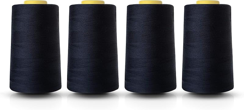 Realm Overlocking Sewing Thread Polyester 5000yd Cone Navy White Black 4pk