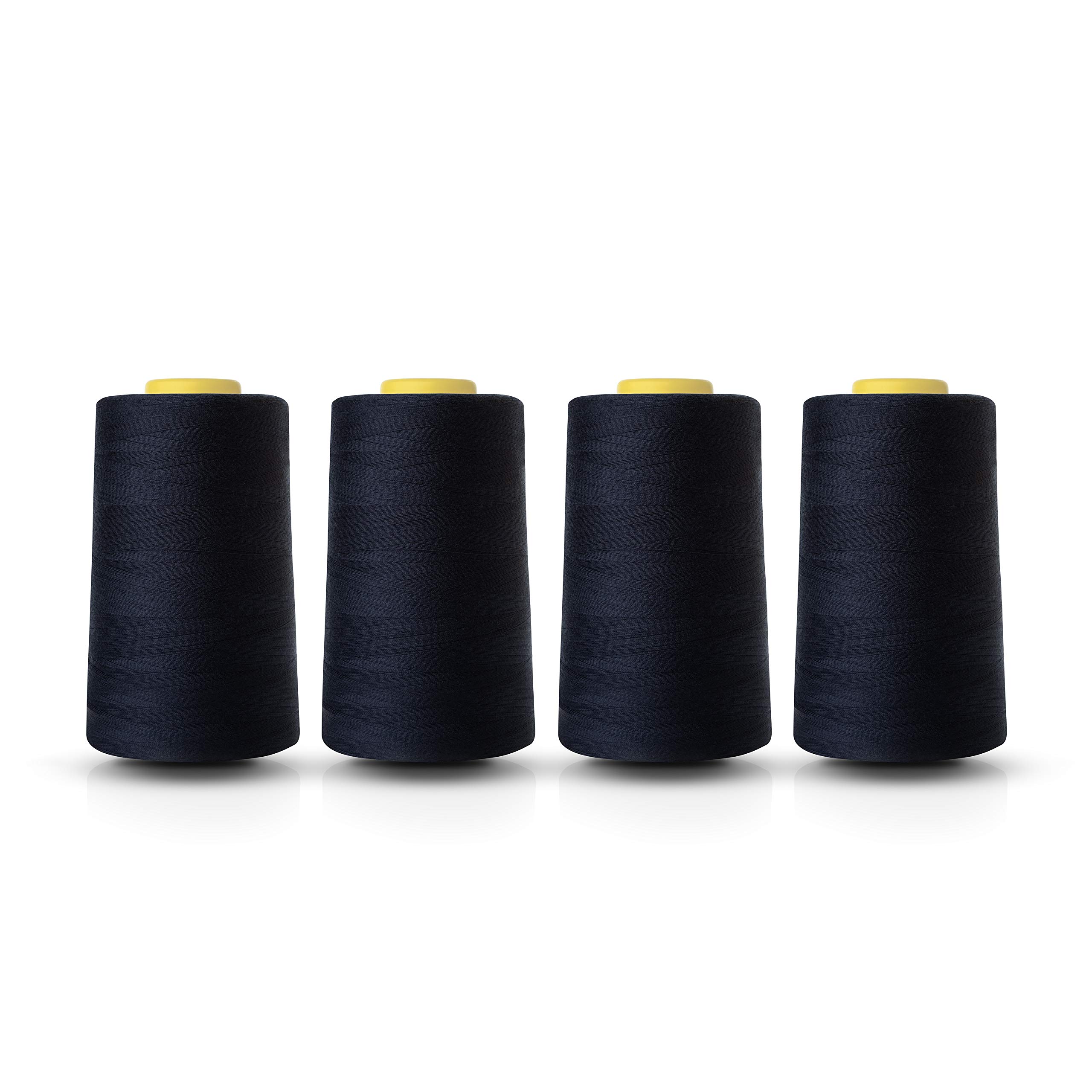 Realm Overlocking Sewing Machine Polyester Thread x Four 5000 Yards Cones White Black Natural Navy Red (Navy)