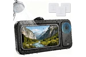ONTUZ Aqua Play Phone Holder - Built-in Smart Bluetooth Speaker, No Need to Worry Shower Noise, 360° Rotation can be Installed on Any Surface, AquaPlay Waterproof Phone Holder, Shower Phone Case (Black)