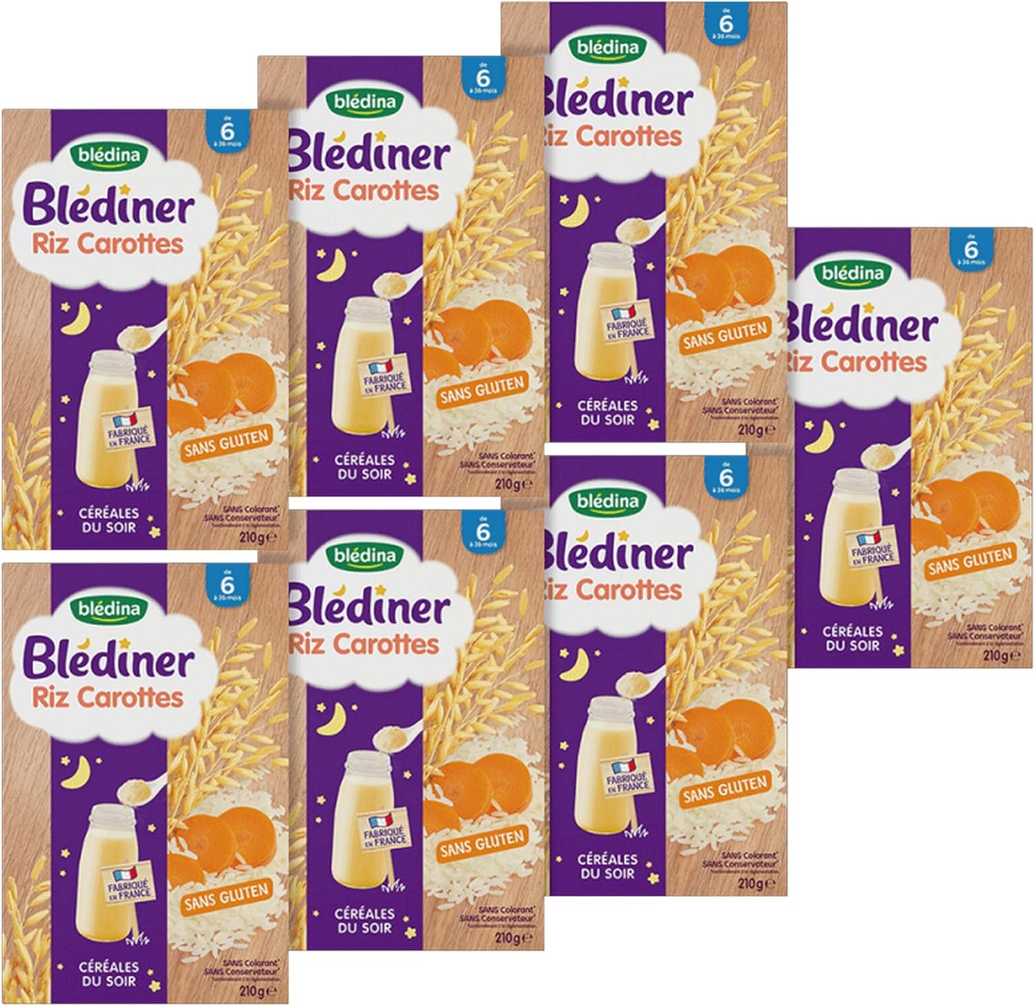 Bledina Blediner Cereales Bebe Repas Du Soir Des 6 Mois Riz Carottes 210g Packx7 Amazon Fr Epicerie