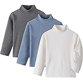 Volunboy Baby Boys Girls Turtleneck Long Sleeve Shirts Cotton Unisex Mock Neck Thermal Pullover Solid Color Warm Tops