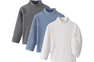 Volunboy Baby Boys Girls Turtleneck Long Sleeve Shirts Cotton Unisex Mock Neck Thermal Pullover Solid Color Warm Tops