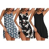 Marvmys 3 Pack Sleeveless Nightgowns for Women Racerback Sleepwear Scoop Neck Chemise Lingerie Slip Dress
