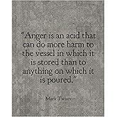 AMERICAN LUXURY GIFTS Harmful Anger Mark Twain Quote - Distressed Typography Wall Art - Living Room Office Classroom Decor - 8x10 Unframed Print