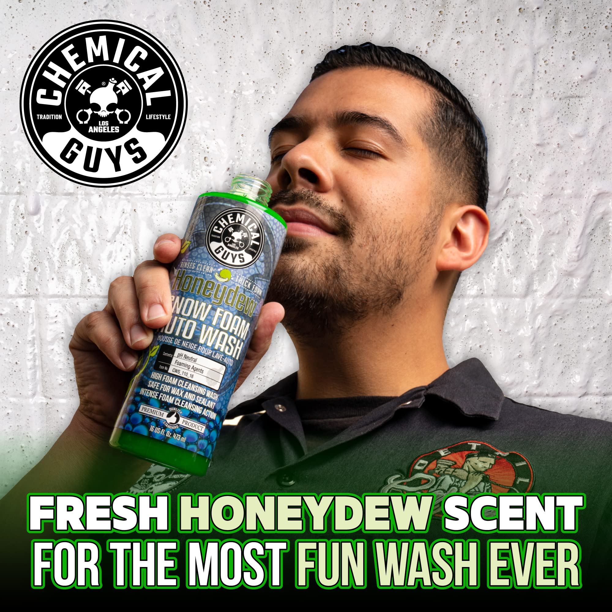 Chemical Guys CWS_110_16 Honeydew Snow Foam Car Wash Soap (Works with Foam Cannons, Foam Guns or Bucket Washes) Safe for Cars, Trucks, Motorcycles, RVs & More, 16 fl oz, Honeydew Scent