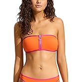 Seafolly Women's Standard Bandeau Bustier Bikini Swimsuit Top with Zip Front Detail