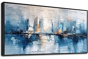 ZUITINGHUA Black Framed Canvas Wall Art For Living Room Wall Decor For Bedroom Office Wall Decoration Blue Abstract Paintings Modern Pictures Artwork Room Aesthetic Home Decor 20x40 In