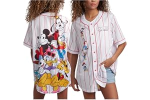 Disney Womens Baseball Jersey - Mickey Mouse Lightning McQueen Marie, Lilo and Stitch Womens Baseball Shirt