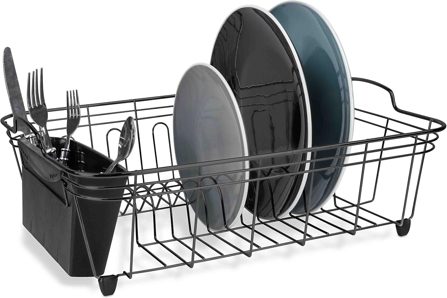 Home Basics Steel Wire Dish Drainer, Black Kitchen & Dining