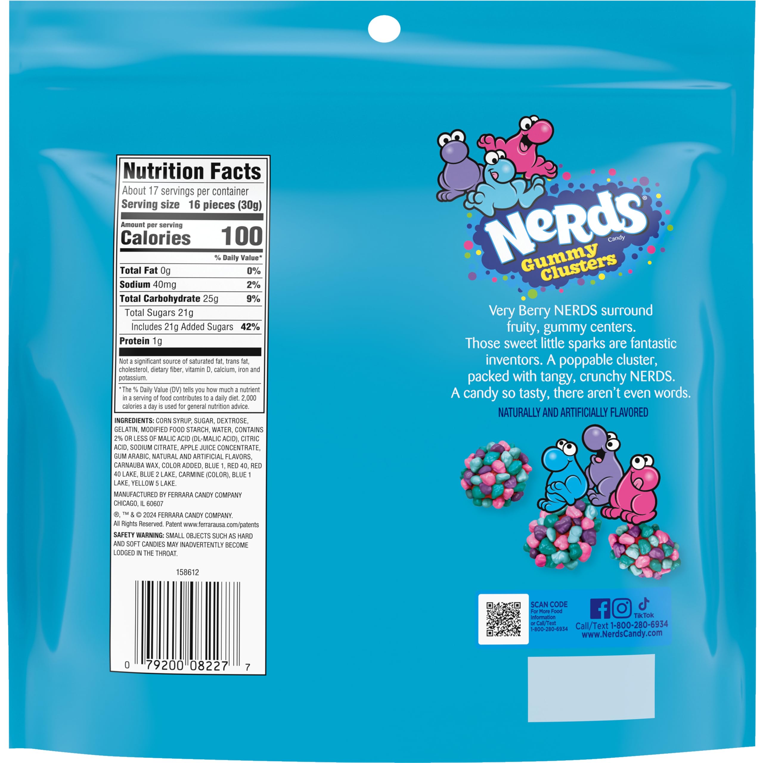 Nerds Gummy Clusters, Candy, Very Berry, Crunchy and Gummy, 18.5 oz