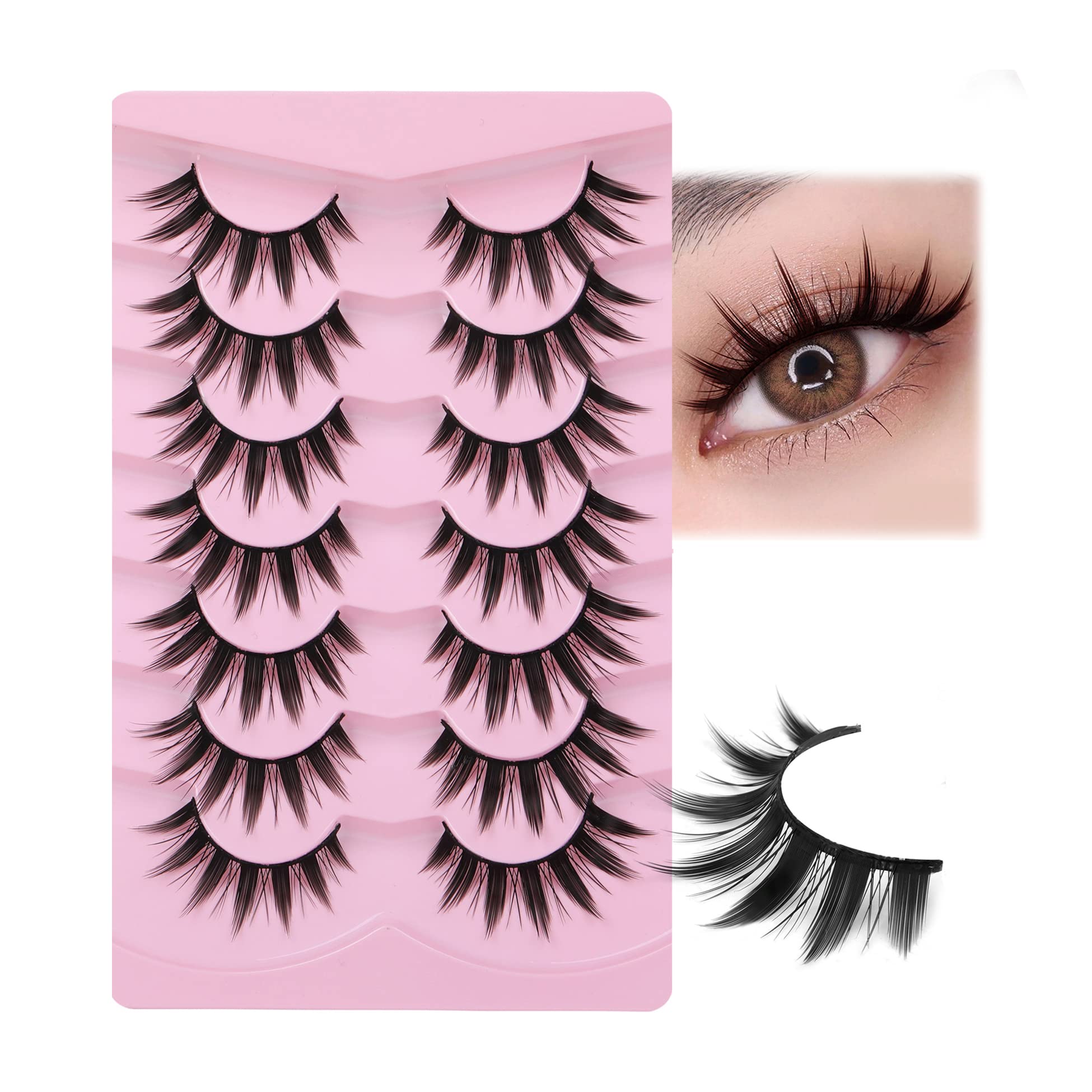 Photo 1 of ***MISSING PART***

False Eyelashes Manga Anime Lashes Japanese Cosplay Spiky Lashes Mink Dramatic Thick Fake Eyelashes Extensions Doll Strip Lashes 7 Pairs Pack by EYDEVRO