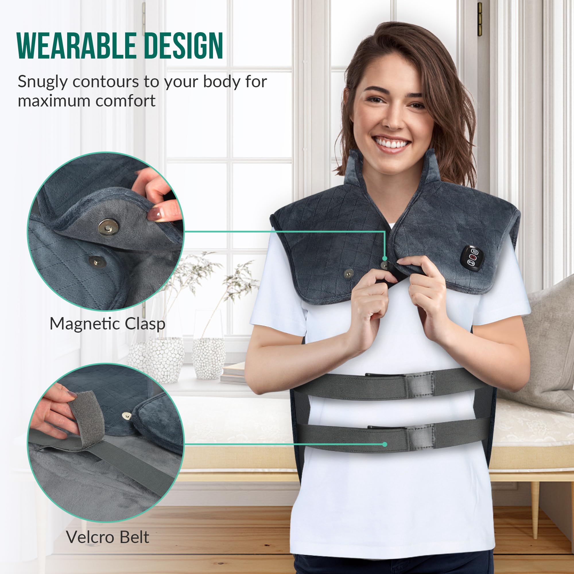 Heating Pad for Neck and Shoulders,Weighted Wearable Wrap Around