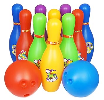 10 Skittles 2 Balls Bowling Set Indoor Outdoor Garden Lawn Party Game Toy Kids