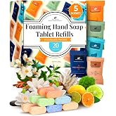 MELTINGTABS Foaming Hand Soap Tablets, 5 Scent Variety Pack, 20 Refills | 5 scents: Citrus, Bergamot, Ocean, Noble Essence, Zen Tea. Individually wrapped. Foaming dispensers only, not regular pumps.