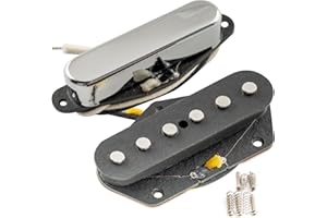 Musiclily Pro TL-50S Alnico 5 Single Coil Neck Bridge Pickups Set for Tele Style Electric Guitar, Chrome